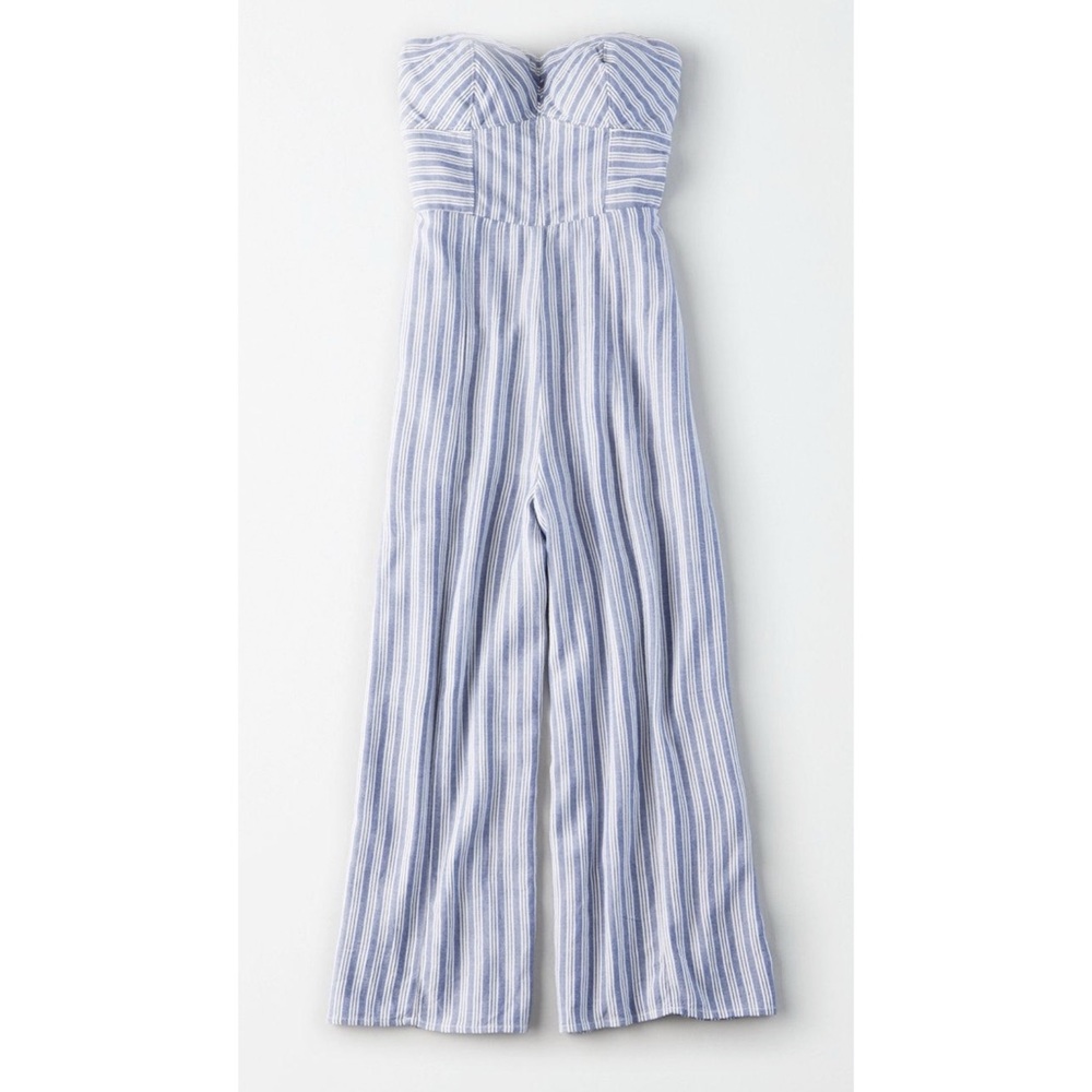 American Eagle Strapless Striped Jumpsuit